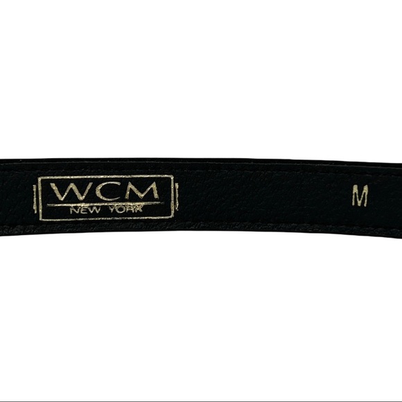Vintage WCM New York Black Satin Skinny Belt Bling Crystal Encrusted Belt Buckle